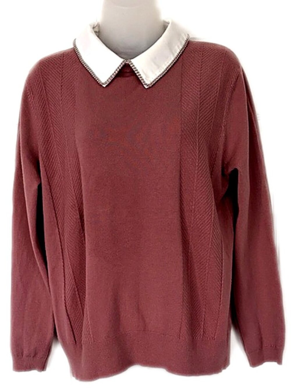 Liv Milano Sweater Knit Embellished Collar Size Large